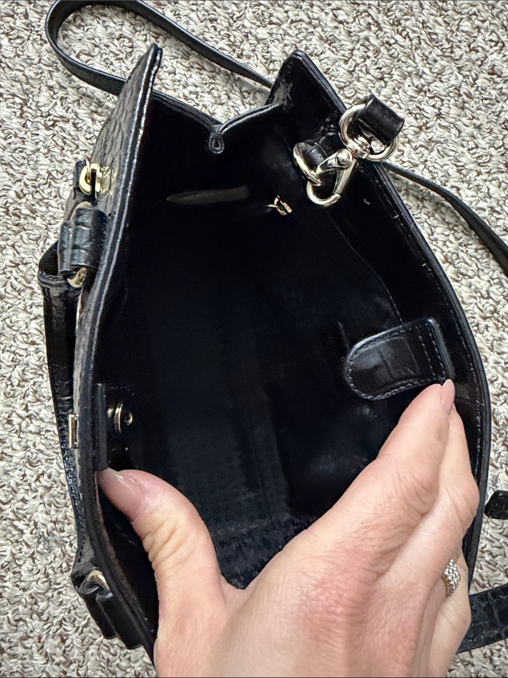 kate spade Black Croc-Embossed Crossbody Satchel - Picture 3 of 11